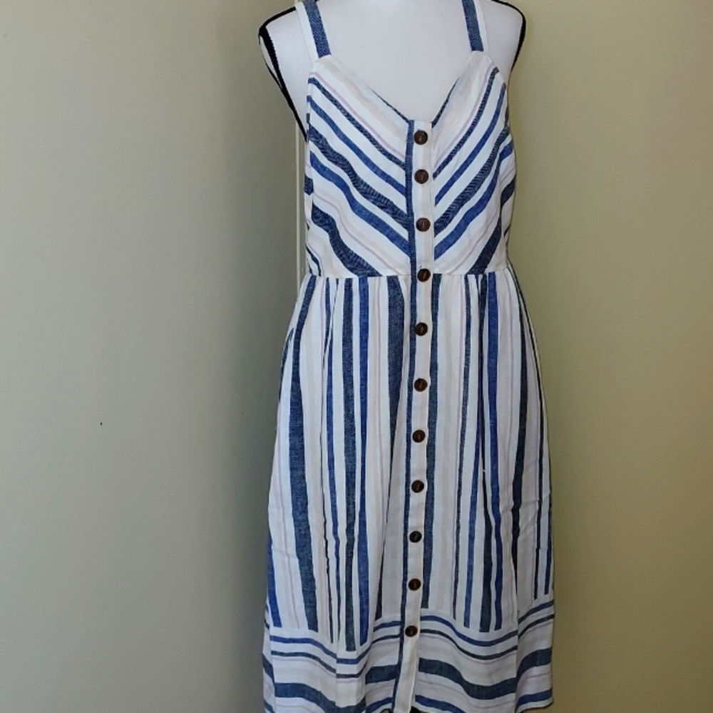 Universal Thread Blue and White Striped Midi Dress